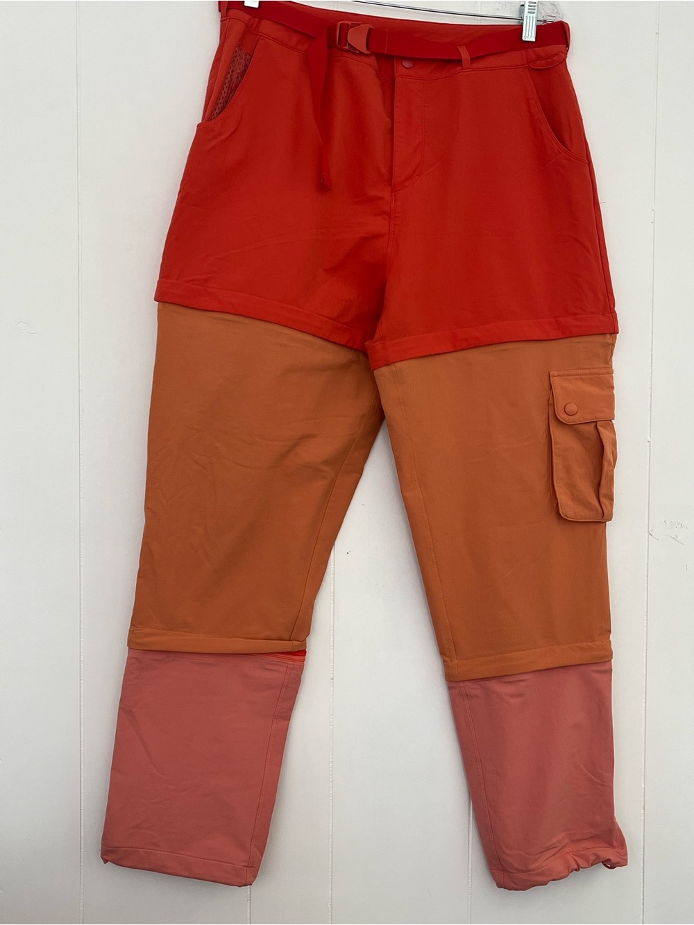 Outdoor Voices RecTrek Zip-Off Pants Colorblock Paprika Sunstone Peach Size XL